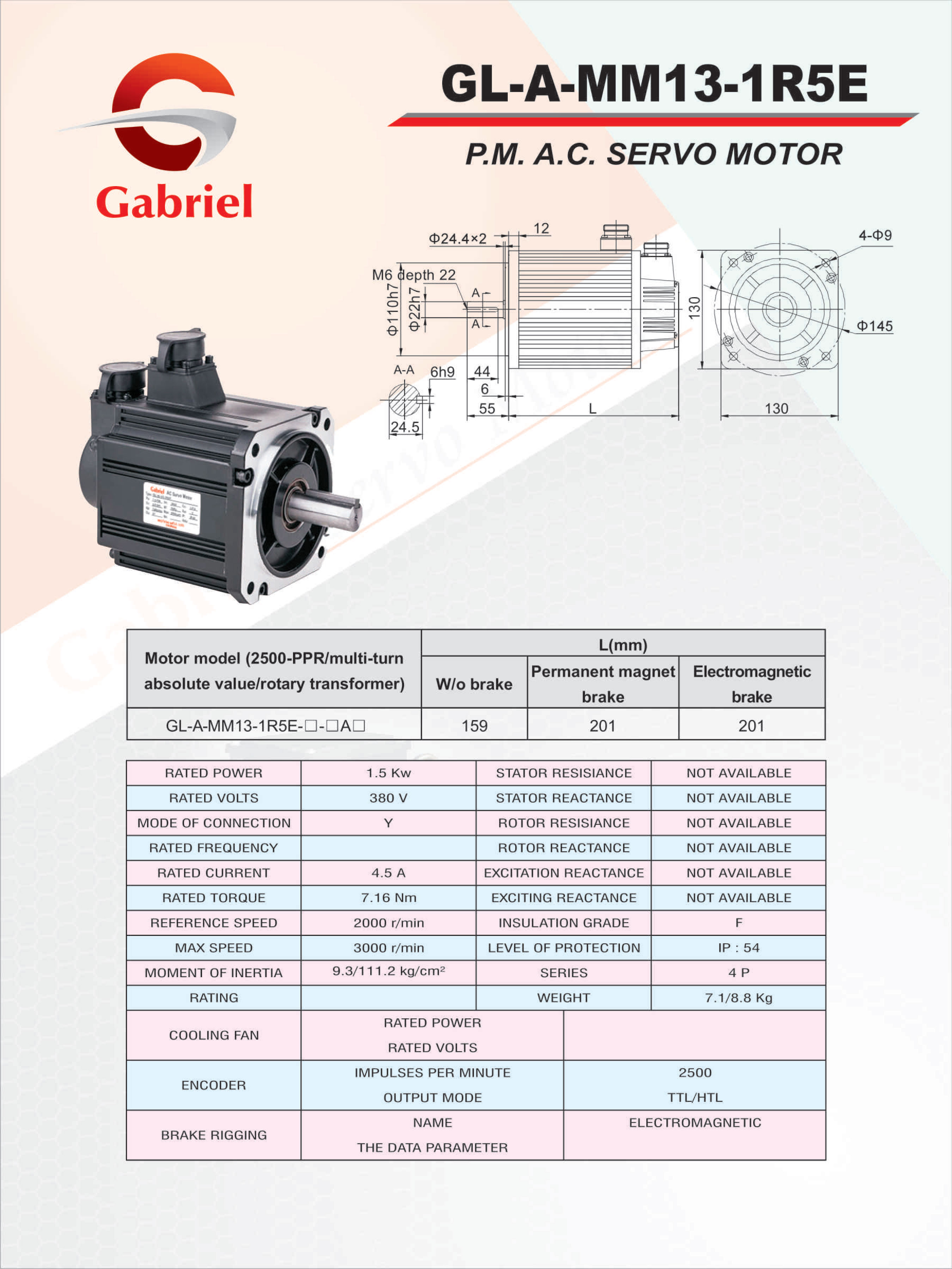 synchronous-servo-motor gl-a-mm13-1r5e